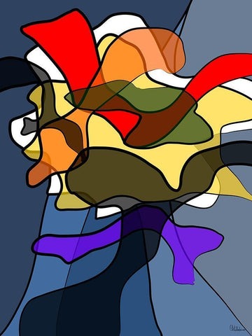 Abstract Variation II White Modern Wood Framed Art Print with Double Matting by Medeiros, Celito