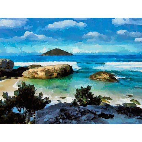 Beach in Brazil White Modern Wood Framed Art Print by Medeiros, Celito