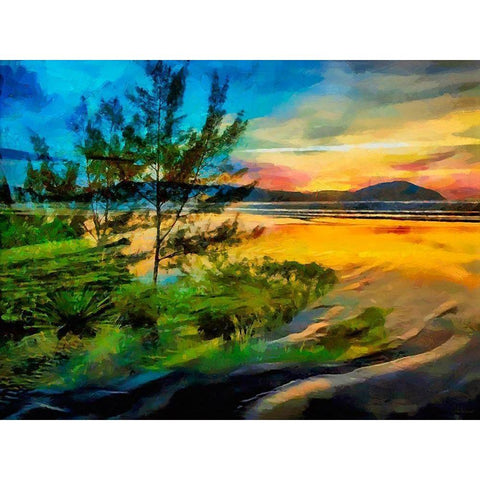 Lake after Sunset White Modern Wood Framed Art Print by Medeiros, Celito