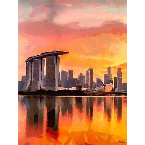 Memories from Singapur I Black Modern Wood Framed Art Print with Double Matting by Medeiros, Celito