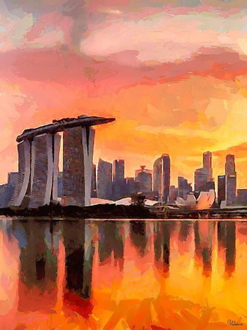 Memories from Singapur I White Modern Wood Framed Art Print with Double Matting by Medeiros, Celito