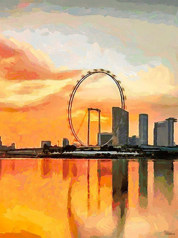 Memories from Singapur II White Modern Wood Framed Art Print with Double Matting by Medeiros, Celito