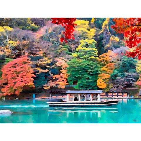 Colorful Park I Black Modern Wood Framed Art Print with Double Matting by Medeiros, Celito