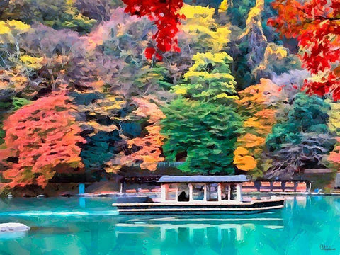 Colorful Park I White Modern Wood Framed Art Print with Double Matting by Medeiros, Celito