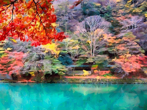 Colorful Park II White Modern Wood Framed Art Print with Double Matting by Medeiros, Celito