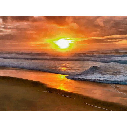 Sunset above the Sea Black Modern Wood Framed Art Print with Double Matting by Medeiros, Celito
