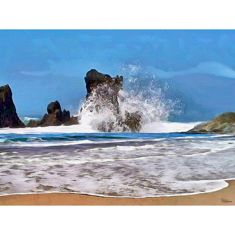 Rocks in the Surf I Gold Ornate Wood Framed Art Print with Double Matting by Medeiros, Celito