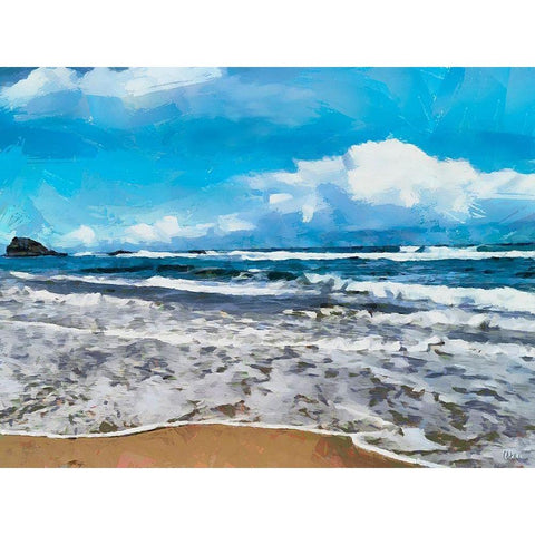 Rocks in the Surf III Black Modern Wood Framed Art Print with Double Matting by Medeiros, Celito