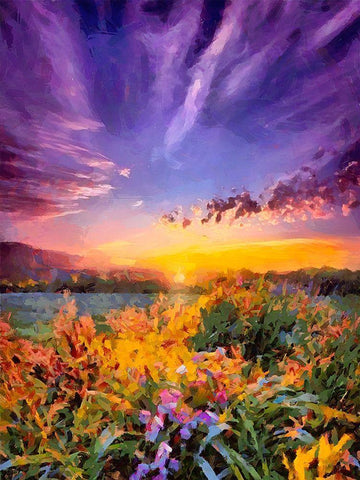 Purple Sky at Sunset Black Ornate Wood Framed Art Print with Double Matting by Medeiros, Celito