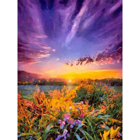 Purple Sky at Sunset Black Modern Wood Framed Art Print with Double Matting by Medeiros, Celito