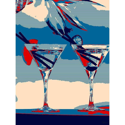 Two Drinks I White Modern Wood Framed Art Print by Medeiros, Celito