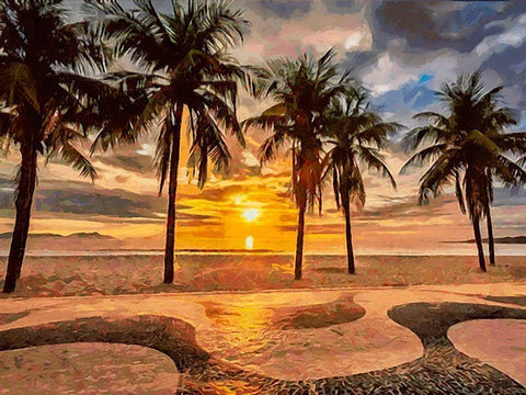 Beach in Rio II Black Ornate Wood Framed Art Print with Double Matting by Medeiros, Celito