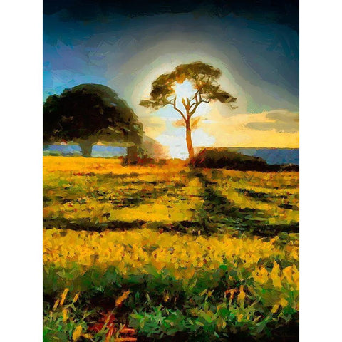 Tree in the Sunset Black Modern Wood Framed Art Print by Medeiros, Celito