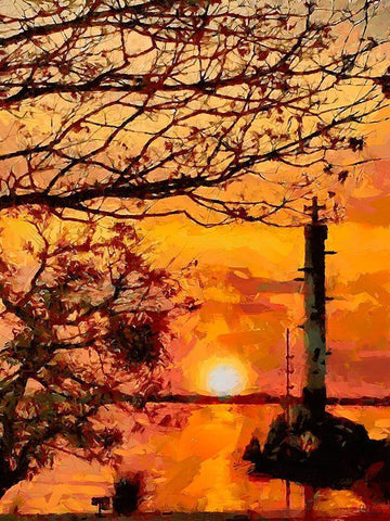 Old Lighthouse with a Cross IV White Modern Wood Framed Art Print with Double Matting by Medeiros, Celito