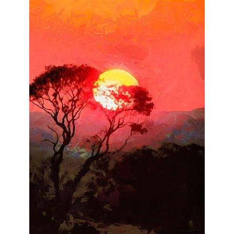 Sunset behind the Tree I Gold Ornate Wood Framed Art Print with Double Matting by Medeiros, Celito