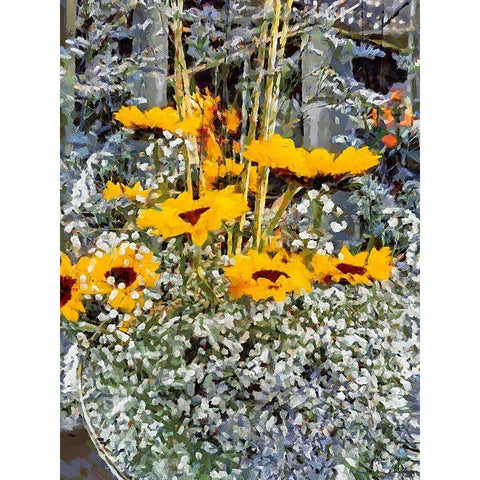 Yellow and White Flowers Black Modern Wood Framed Art Print by Medeiros, Celito