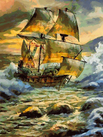 Boat Santa Maria VI White Modern Wood Framed Art Print with Double Matting by Medeiros, Celito