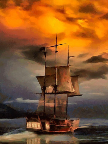 Boat Santa Maria VII Black Ornate Wood Framed Art Print with Double Matting by Medeiros, Celito