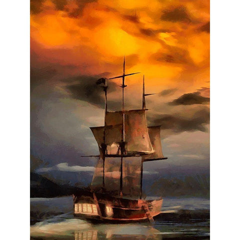 Boat Santa Maria VII White Modern Wood Framed Art Print by Medeiros, Celito