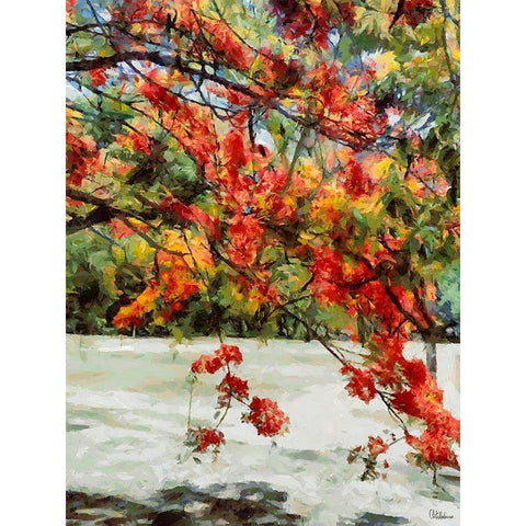 Flowering Tree on the Beach Gold Ornate Wood Framed Art Print with Double Matting by Medeiros, Celito