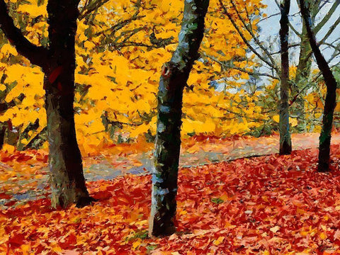 Autumn has Come White Modern Wood Framed Art Print with Double Matting by Medeiros, Celito