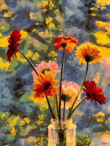 Flower in the Vase White Modern Wood Framed Art Print with Double Matting by Medeiros, Celito