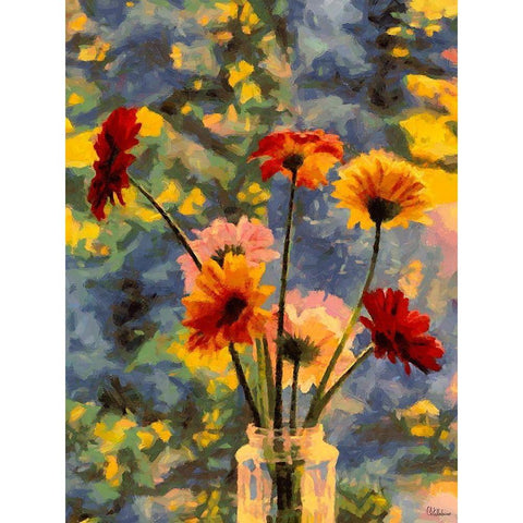 Flower in the Vase Black Modern Wood Framed Art Print by Medeiros, Celito