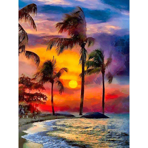 Sunset above the Palm Beach Black Modern Wood Framed Art Print with Double Matting by Medeiros, Celito