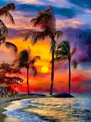 Sunset above the Palm Beach White Modern Wood Framed Art Print with Double Matting by Medeiros, Celito