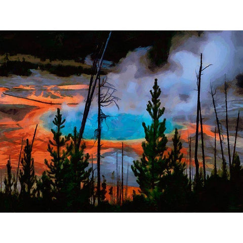 Memory of Yellowstone Gold Ornate Wood Framed Art Print with Double Matting by Medeiros, Celito