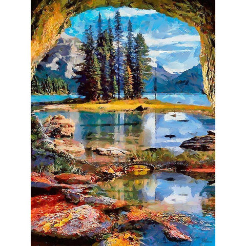 Tree Island in National Park White Modern Wood Framed Art Print by Medeiros, Celito