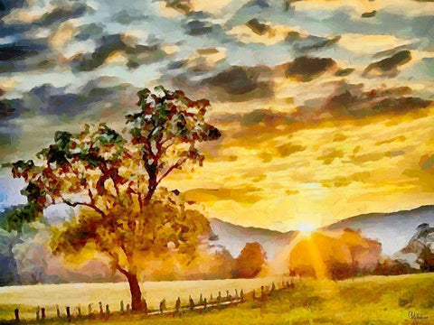 Sunset above the Road Black Ornate Wood Framed Art Print with Double Matting by Medeiros, Celito