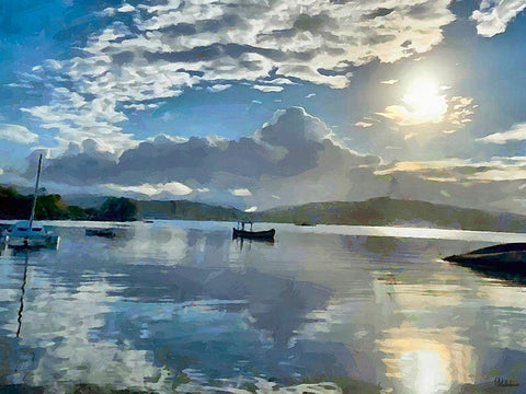 Two Coconut Trees White Modern Wood Framed Art Print with Double Matting by Medeiros, Celito