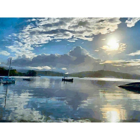 Two Coconut Trees Black Modern Wood Framed Art Print by Medeiros, Celito