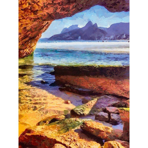 Rocks in the Sea White Modern Wood Framed Art Print by Medeiros, Celito