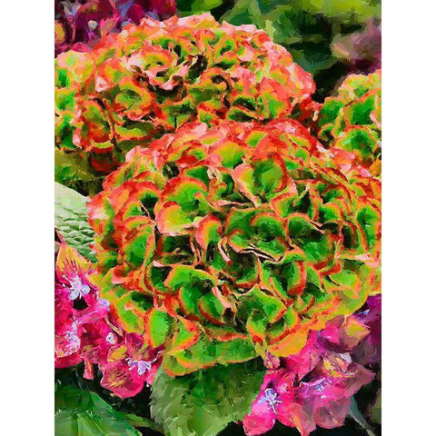 Red - Green Flower Gold Ornate Wood Framed Art Print with Double Matting by Medeiros, Celito