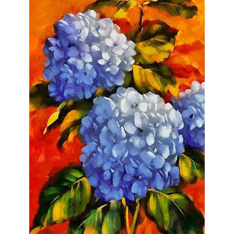 Purple Flowers White Modern Wood Framed Art Print by Medeiros, Celito