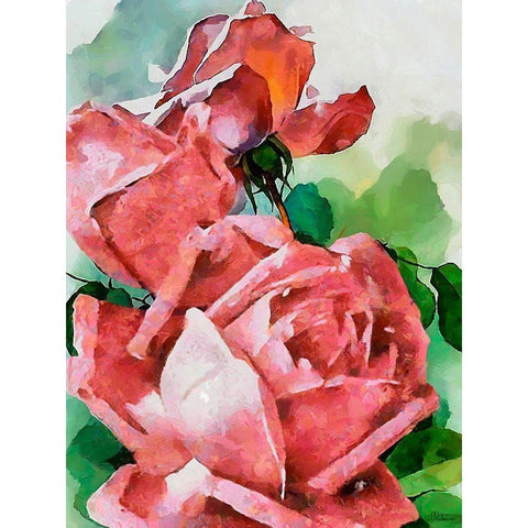 Red Roses I Gold Ornate Wood Framed Art Print with Double Matting by Medeiros, Celito