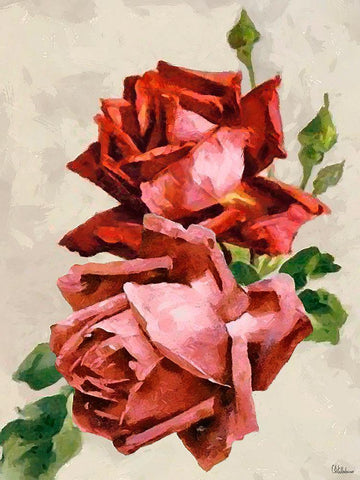 Red Roses III Black Ornate Wood Framed Art Print with Double Matting by Medeiros, Celito