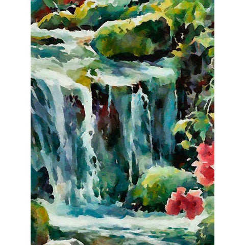 Watterfall with Rocks Black Modern Wood Framed Art Print by Medeiros, Celito