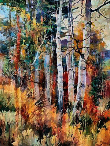Birches Wood I White Modern Wood Framed Art Print with Double Matting by Medeiros, Celito