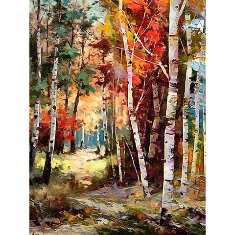 Birches Wood II Black Modern Wood Framed Art Print with Double Matting by Medeiros, Celito