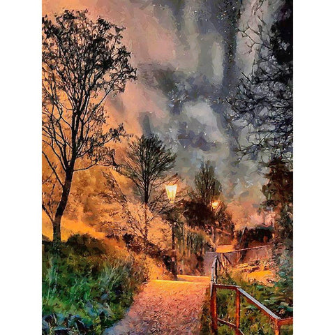 Path with the Sky Gold Ornate Wood Framed Art Print with Double Matting by Medeiros, Celito