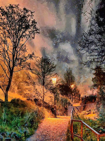 Path with the Sky Black Ornate Wood Framed Art Print with Double Matting by Medeiros, Celito