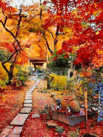 A Path into Garden White Modern Wood Framed Art Print with Double Matting by Medeiros, Celito