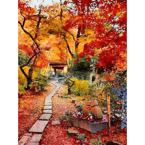 A Path into Garden Black Modern Wood Framed Art Print with Double Matting by Medeiros, Celito