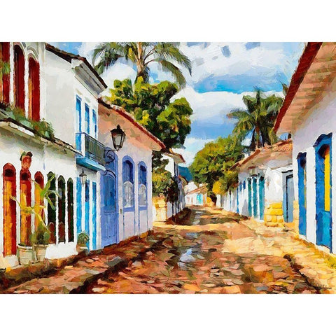 A Town in Brazil I Gold Ornate Wood Framed Art Print with Double Matting by Medeiros, Celito