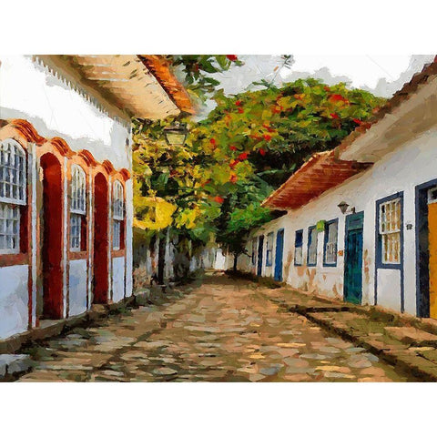 A Town in Brazil II White Modern Wood Framed Art Print by Medeiros, Celito