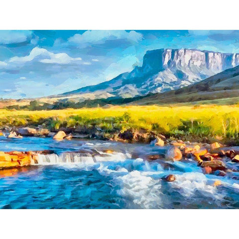 Table Mountain Black Modern Wood Framed Art Print by Medeiros, Celito