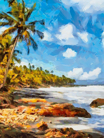 Palm Beach White Modern Wood Framed Art Print with Double Matting by Medeiros, Celito